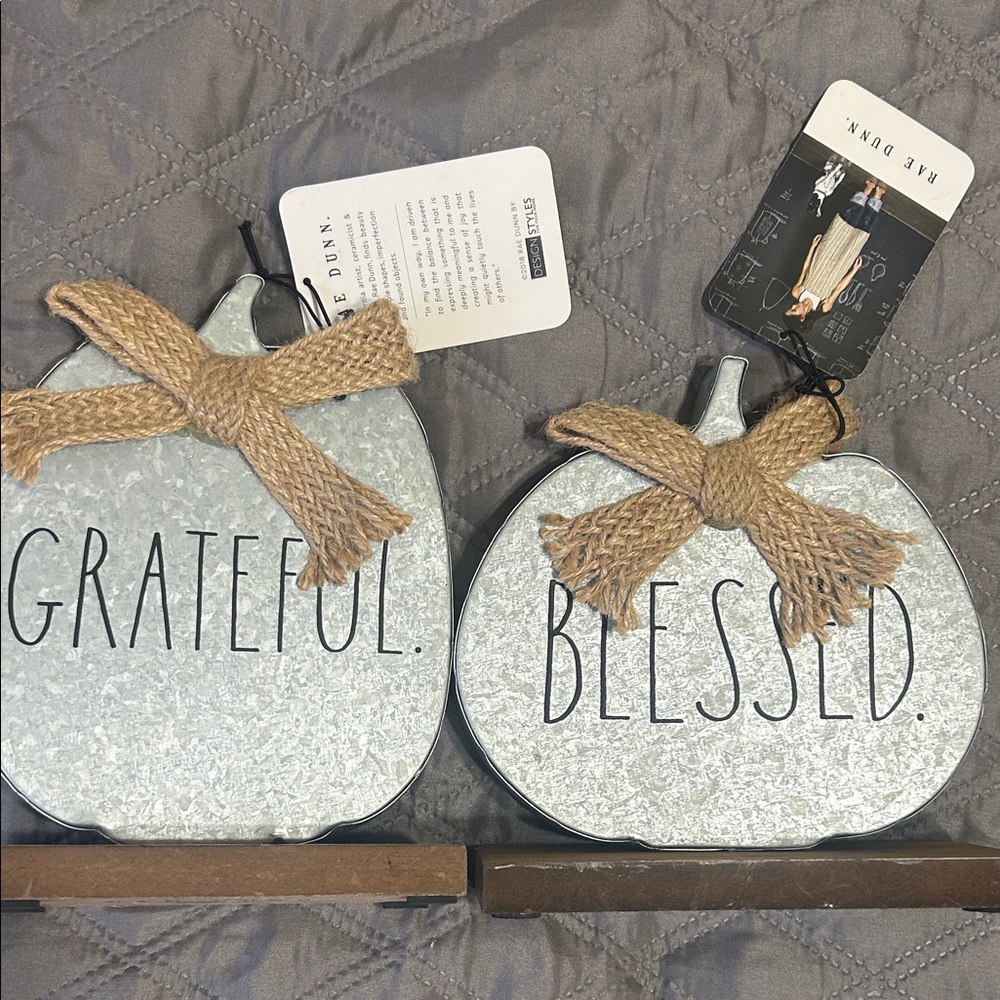 Rae Dunn Silver Metal Pumpkin Decor bundle